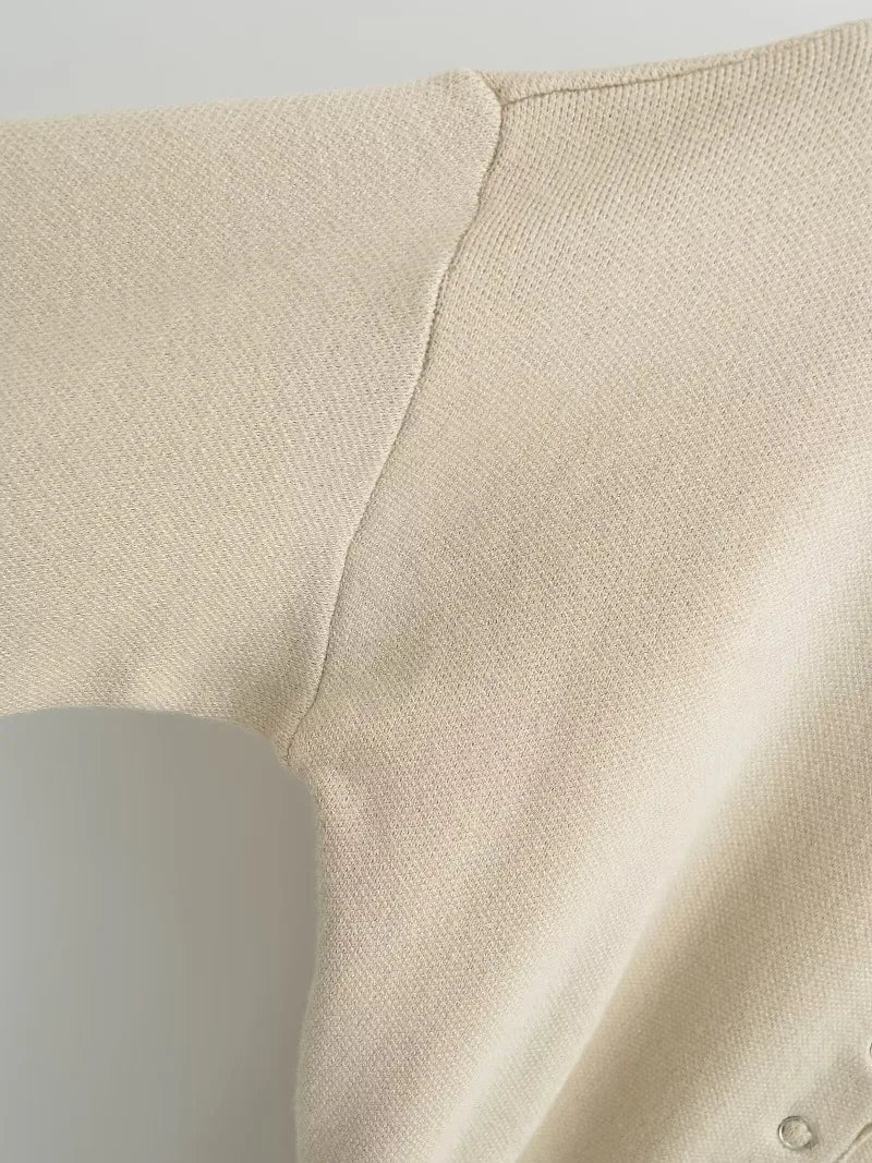 Tossy Autumn Fashion Knitwear Cardigan Top Women's Ribbed Patchwork Slim Casual Cropped Inner Top Women's Knit Cardigan Outwear - Smarsty