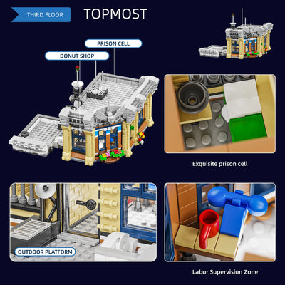 Brick Town Police Station House Buildings Sets,City Apartment Store Model Modular Buildings Blocks Gift for Adults Kids 3200PCS