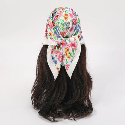 Bohemian Floral Print Silk Scarf for Women Sun Protection - Smarsty