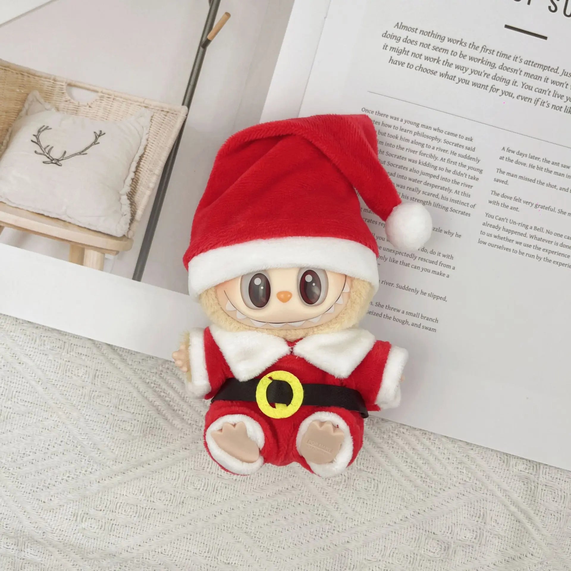 2025 NEW For 17cm Labubu Doll Christmas Clothes Christmas Red Deer Theme Set Labubu Accessories unique Christmas Gift