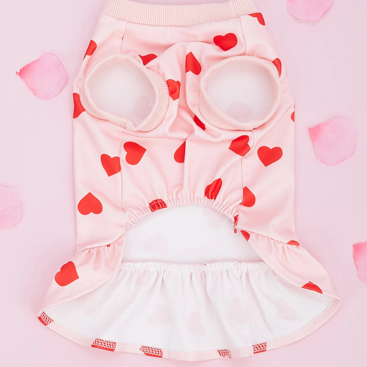 Valentines Day Dog Sweater Dress with Heart Pattern - Smarsty