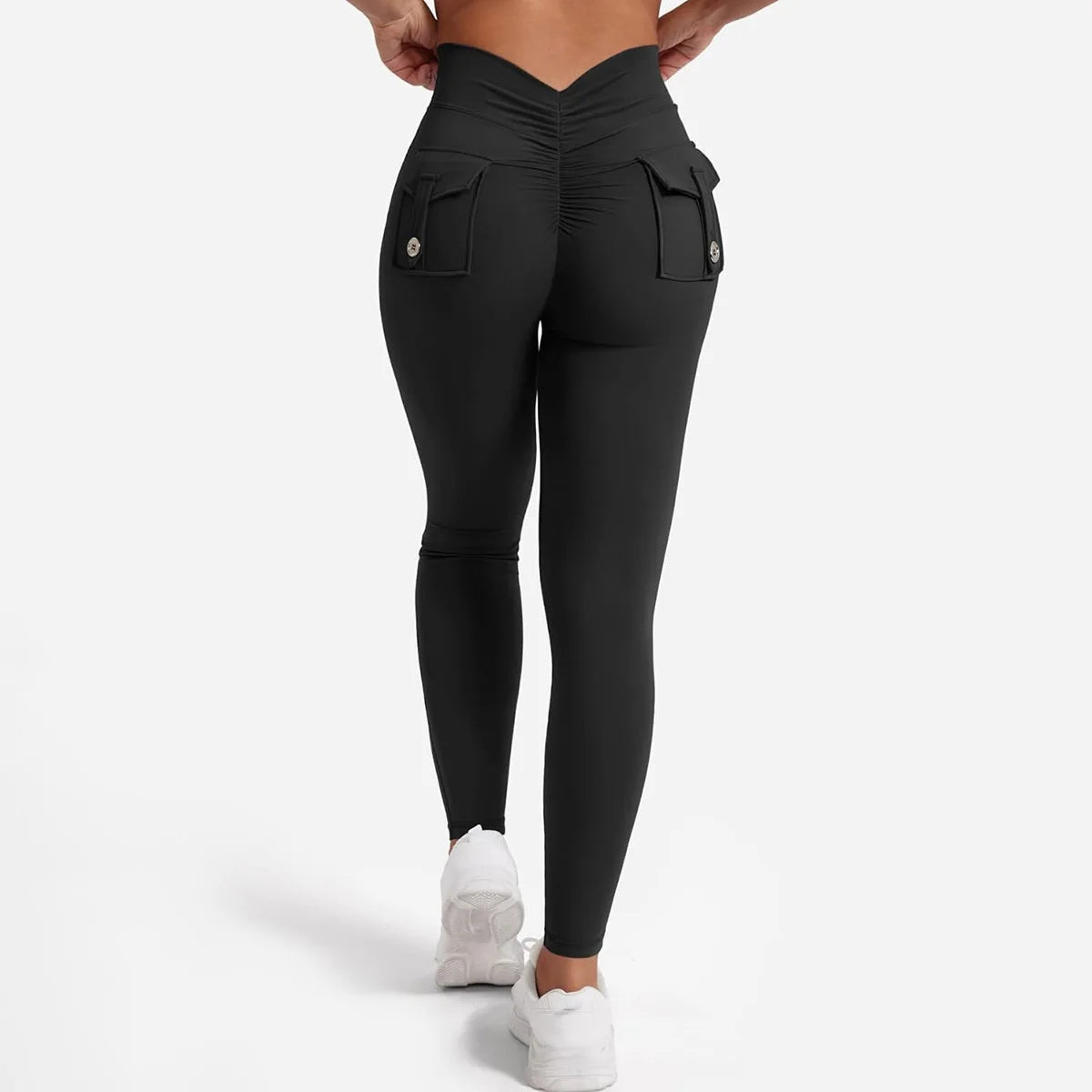 Women's Nylon Yoga Leggings With Buttocks Pocket Spandex Sports Fitness Pants Breathable Hip Lifting - Smarsty