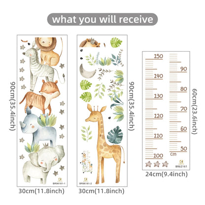Cartoon Animal Height Ruler Wall Stickers for Kids Room - Smarsty