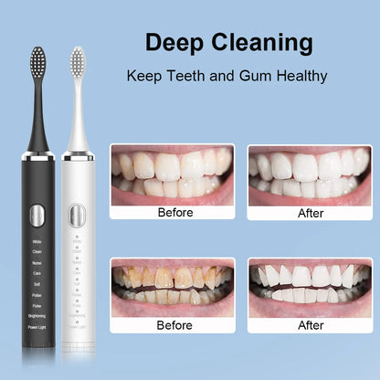 Electric Toothbrush With Sonic Vibration For Deep Cleaning - Smarsty