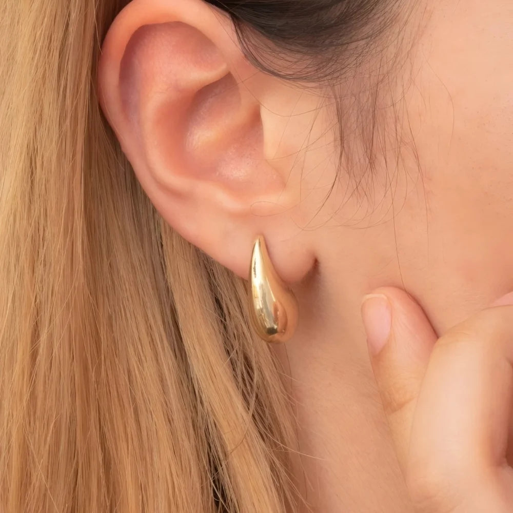 Vintage Chunky Water Drop Earrings in Gold Plated Stainless Steel - Smarsty