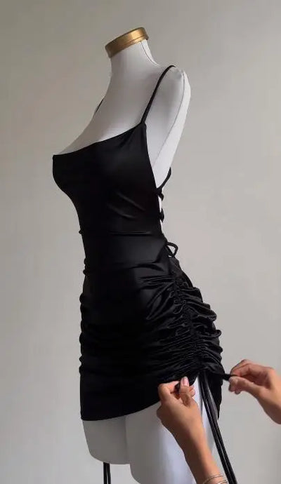 2024 Europe and the United States explosive new cross-border dress summer high sense lace-up sexy halter spice bag hip skirt - Smarsty