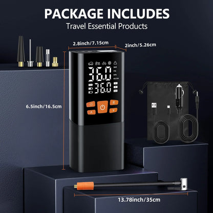 Tire Inflator Portable Air Compressor, Air Pump for Car Tires with LED Lights&Pressure Gauge for Auto, Motorcycles, Bikes, Balls