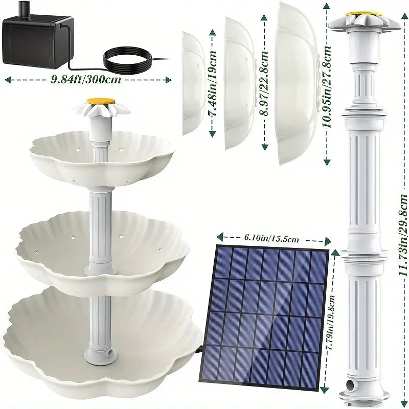 Solar Bird Bath Fountain with Detachable Pump for Garden Decor - Smarsty