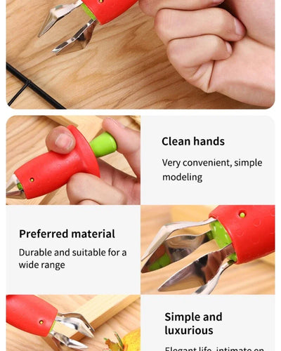Strawberry Slicer Cutter Strawberry Corer Strawberry Huller Fruit Leaf Stem Remover Salad Cake Tools Kitchen Gadget Accessories by Smarsty