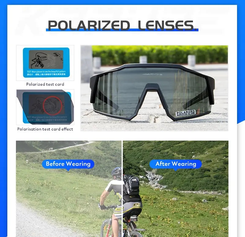 Kapvoe Cycling Glasses Polarized MTB Road Bike Glasses UV400 Protection Sunglasses Ultra Light Sport Eyewear Equipment