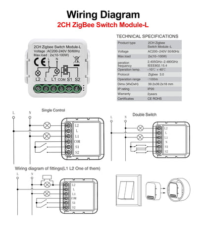 GIRIER Tuya ZigBee Smart Switch Module No Neutral Required - Smarsty