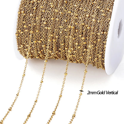 No Fade 2M Gold Stainless Steel Beaded Chain Durable - Smarsty