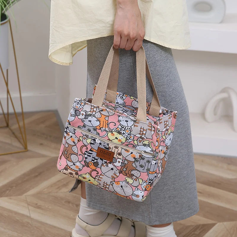 Insulated Cartoon Print Lunch Bag Large Capacity Everyday - Smarsty