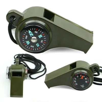 3 in 1 Emergency Survival Whistle Compass Thermometer Referee Cheerleading Whistle Camping Hiking Outdoor Multifunction Whistle by Smarsty