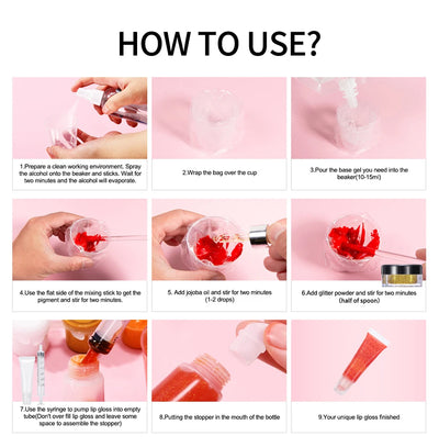 DIY Lip Gloss Making Kit Moisturizing Lip Gloss Base Diy Raw Material Tool Kit Shiny Glitter Lip Tints Glaze Handmade Cosmetics