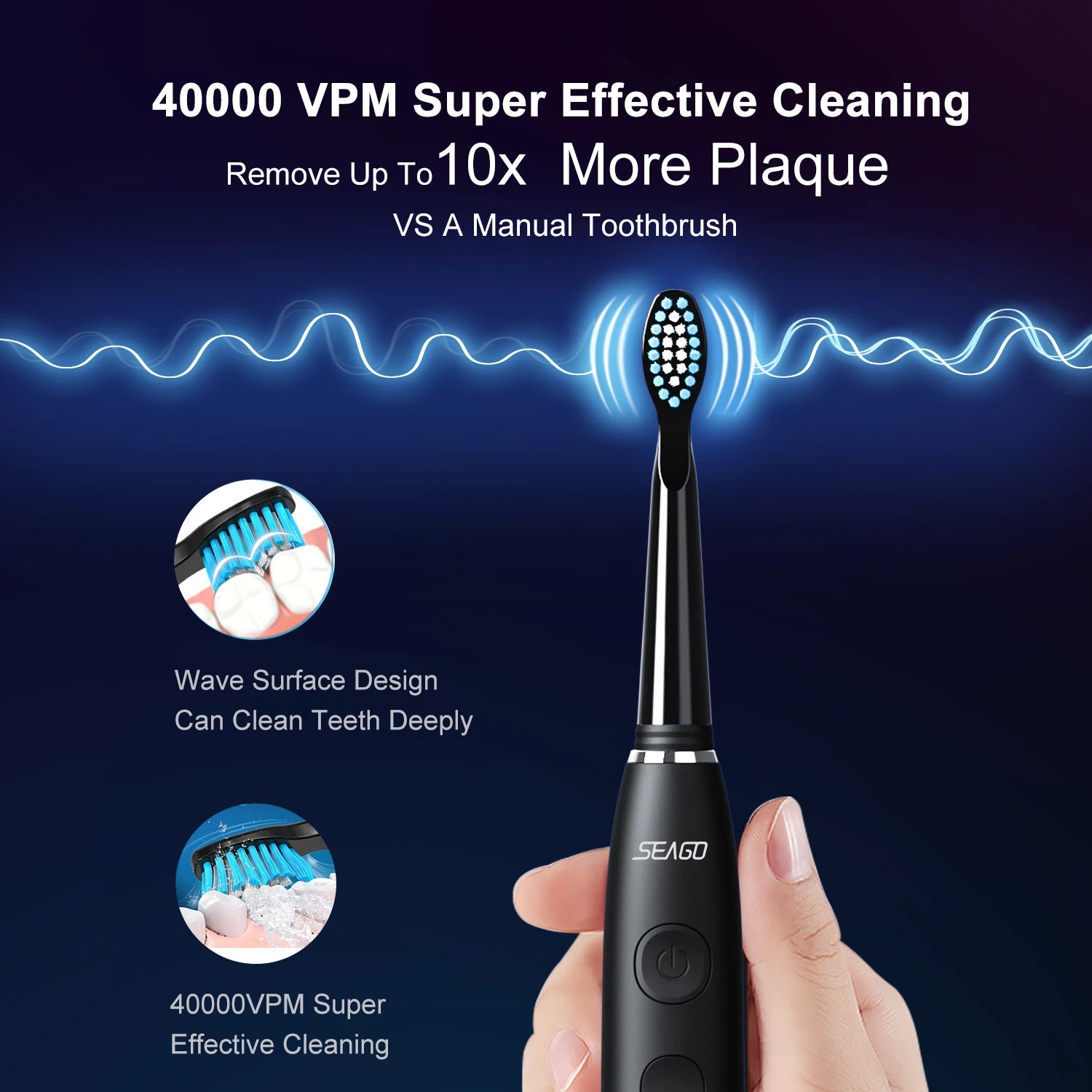 Seago Electric Sonic Toothbrush with Long Battery Life - Smarsty