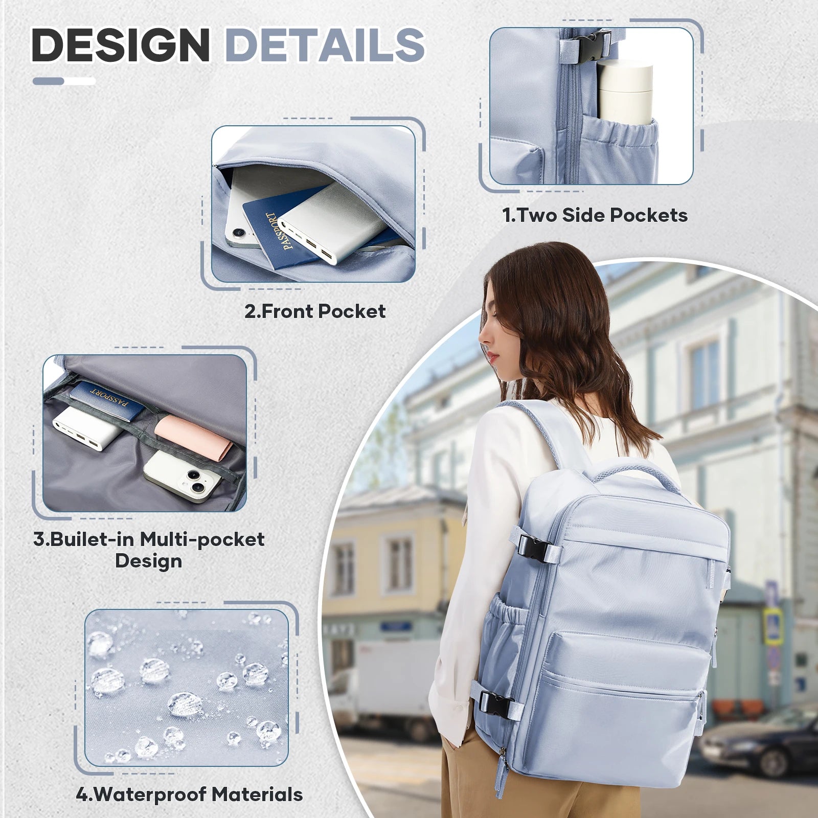 Fashion College Backpack Men Vacuum Compression Backpack, Women Men 15.6in Laptop Backpack Expand Hiking Vacuum Travel Backpack - Smarsty