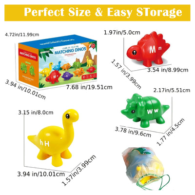 Dinosaur Matching Game Toys Alphabet Matching / Number Matching Montessori Toy for Kids Learning Colors Numbers Letters Toy - Smarsty