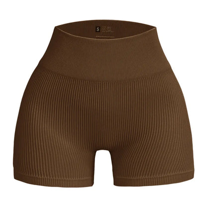 High-waisted Yoga Pant For Women, Designed To Lift And Shape, Tight-fitting With Solid Color And Ribbed Texture, Sports  Shorts - Smarsty