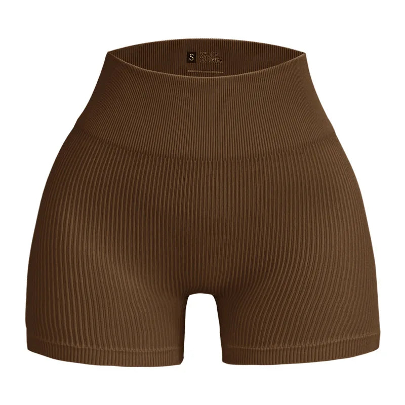 High-waisted Yoga Pant For Women, Designed To Lift And Shape, Tight-fitting With Solid Color And Ribbed Texture, Sports  Shorts - Smarsty
