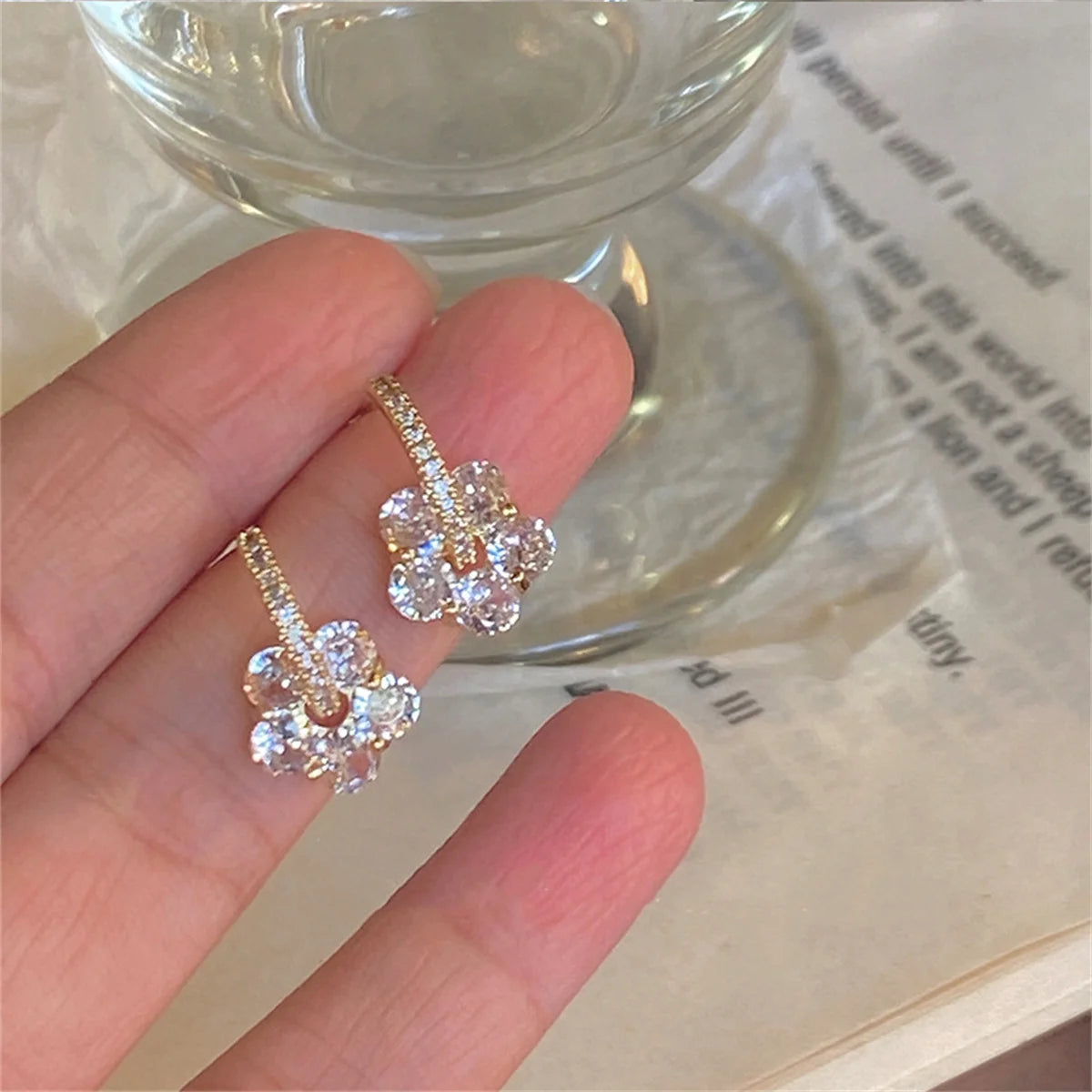 Korean Moon Butterfly Crystal Drop Earrings for Party Women - Smarsty