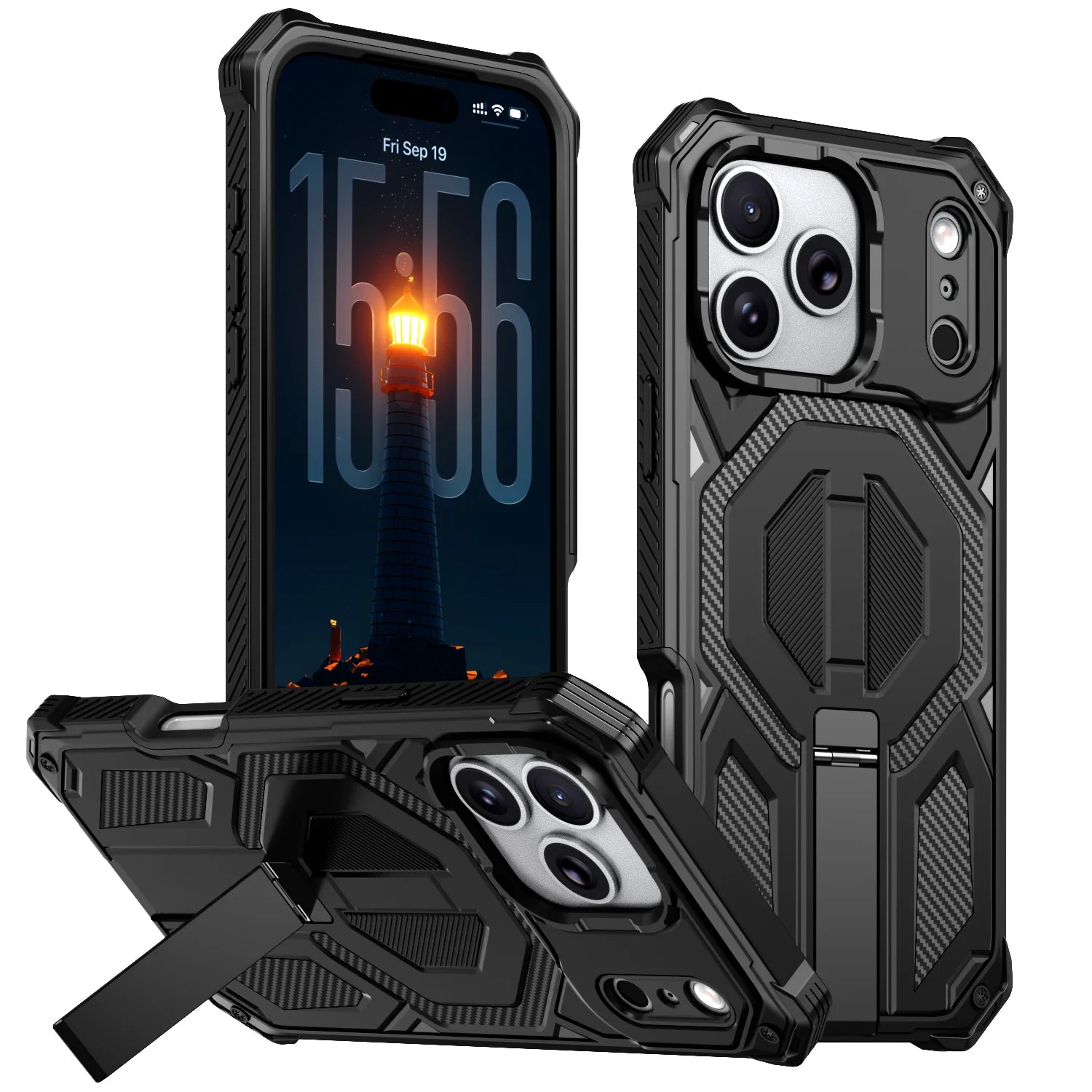 Case For iPhone 17 Air 16e 16 15 14 13 12 17 Pro Max Plus Coque For Magsafe Wireless Charging Magnetic Metal Stand Armor Cover