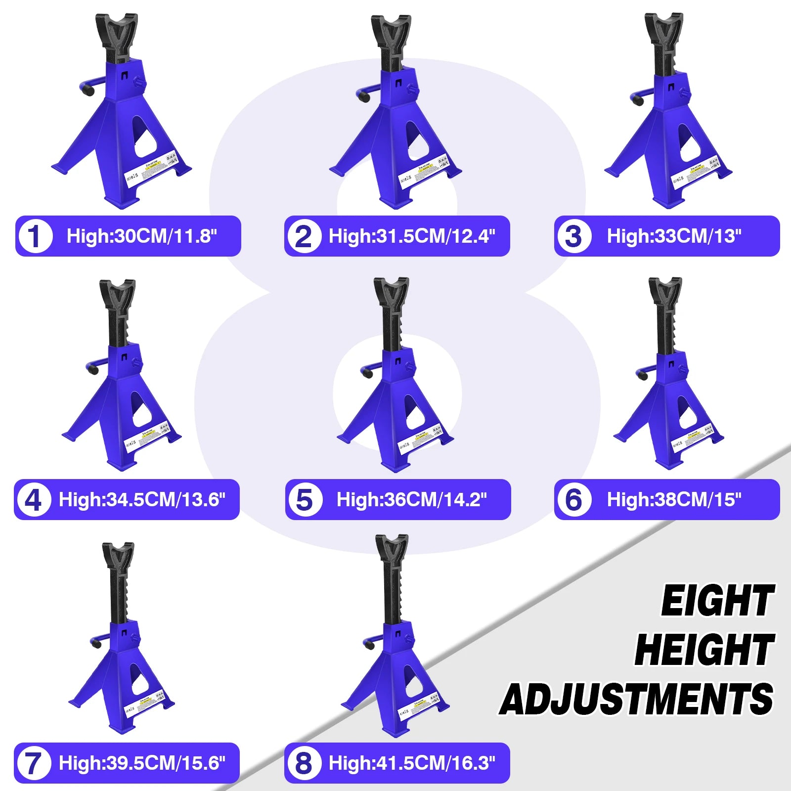 DayPlus Heavy Duty 3 Ton Axle Stands for Car Van 4x4 Caravan Garage Workshop Steel Robust Construction Support Lift 29-43cm,2PCS