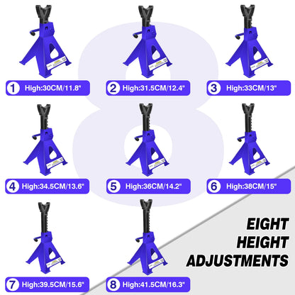 DayPlus Heavy Duty 3 Ton Axle Stands for Car Van 4x4 Caravan Garage Workshop Steel Robust Construction Support Lift 29-43cm,2PCS