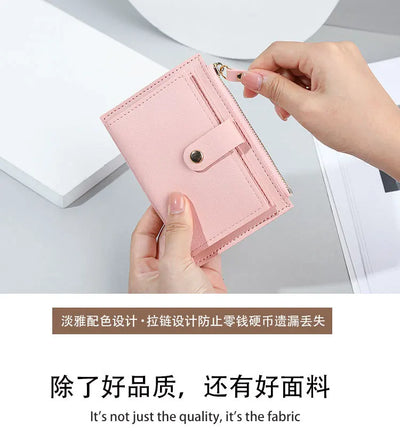 Women Wallets PU Leather Female Purse Mini Hasp Solid Multi-Cards Holder Coin Short Wallets Slim Small Wallet Zipper Hasp - Smarsty