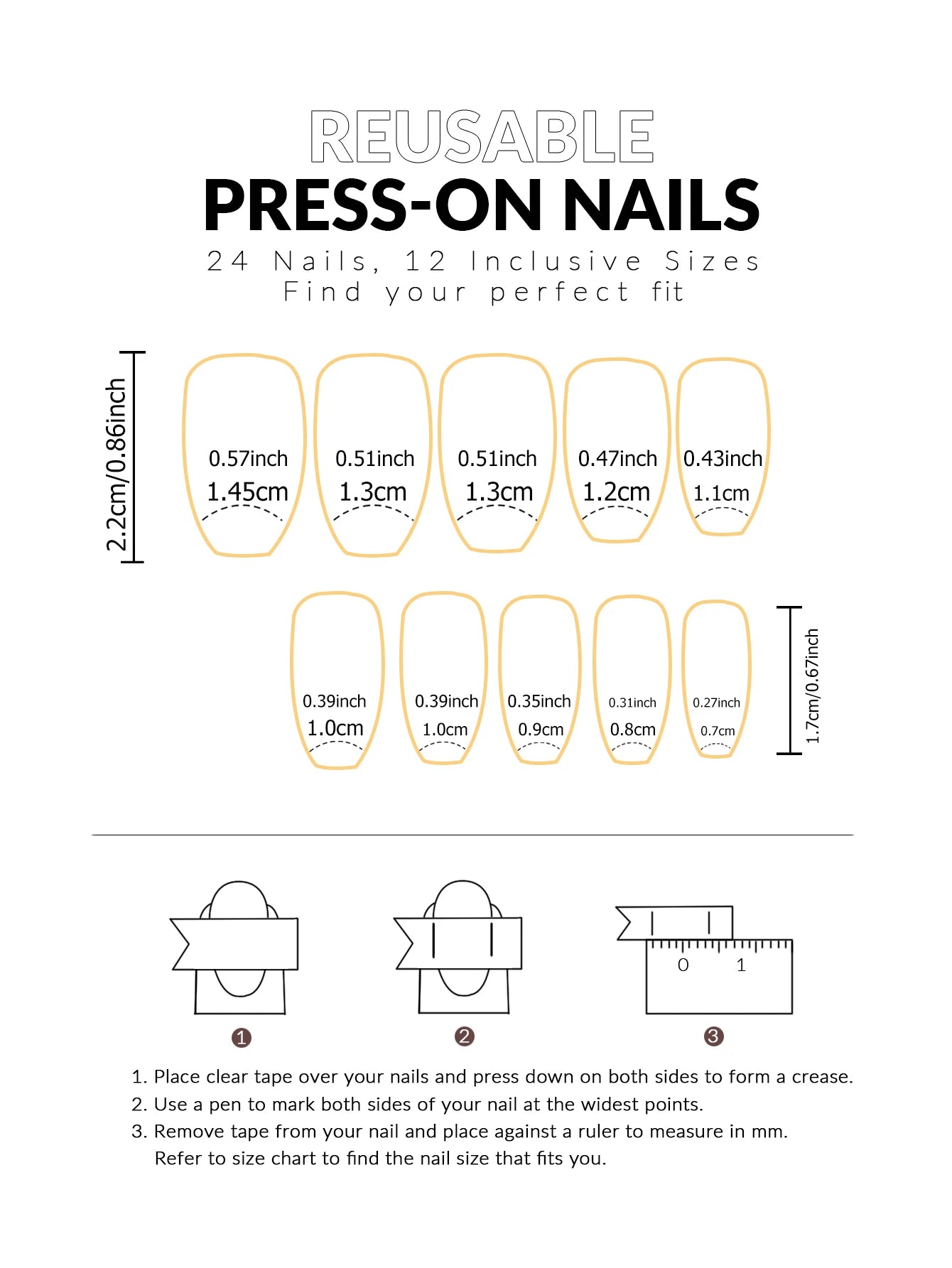 24 Piece Short Fake Nails Set with Glitter Tips - Smarsty