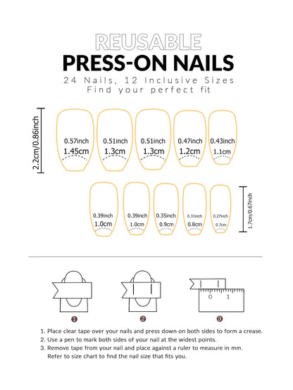24 Piece Short Fake Nails Set with Glitter Tips - Smarsty