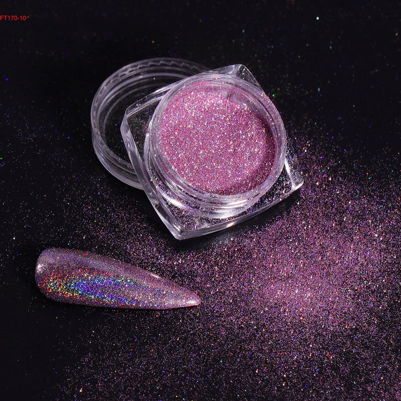 Holographic Glitter Nail Powder Set for Stunning Manicures - Smarsty