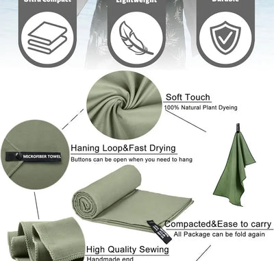 Quick-Drying Microfiber Camping Towel Super Absorbent Gym/Swimming Towel 40x80cm Lightweight Sports/Beach/ Travel Towels by Smarsty