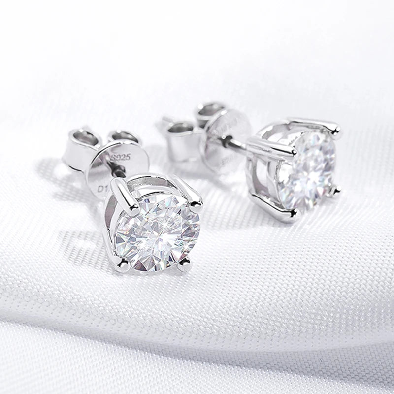 Moissanite Stud Earrings S925 Silver Certified Brilliance - Smarsty