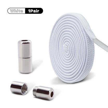 1Pair Elastic Laces Sneakers No Tie Shoe laces Capsule Lock Shoelaces Without ties Kids Adult 0.6cm Flat Shoelace for Shoes - Smarsty