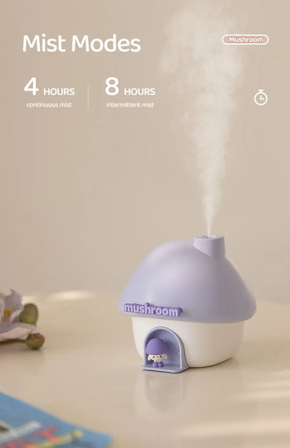 Cartoon Air Humidifier 300ml Mini Essential Oil Aroma Diffusers Colorful Lighting Cute Mushroom House Home Ultrasonic Humidifier - Smarsty