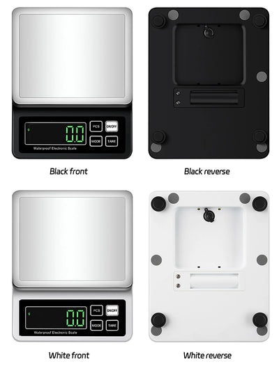 Rechargeable Kitchen Scale IP67 Fully Waterproof Home Kitchen Scale 0.1g/1g High Precision Electronic Balance 3kg/5kg/10kg/15kg by Smarsty