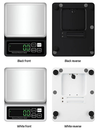 Rechargeable Kitchen Scale IP67 Fully Waterproof Home Kitchen Scale 0.1g/1g High Precision Electronic Balance 3kg/5kg/10kg/15kg