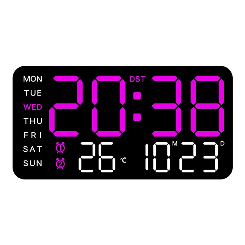 Large Digital Wall Clock with Temperature and Date Display - Smarsty