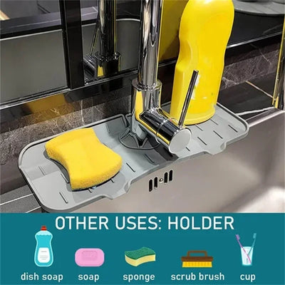 Kitchen Gadgets Silicone Faucet Absorbent Pad Shelf Sink Splash Catcher Countertop Protective Mat Bathroom Drain Mat Acceesories by Smarsty