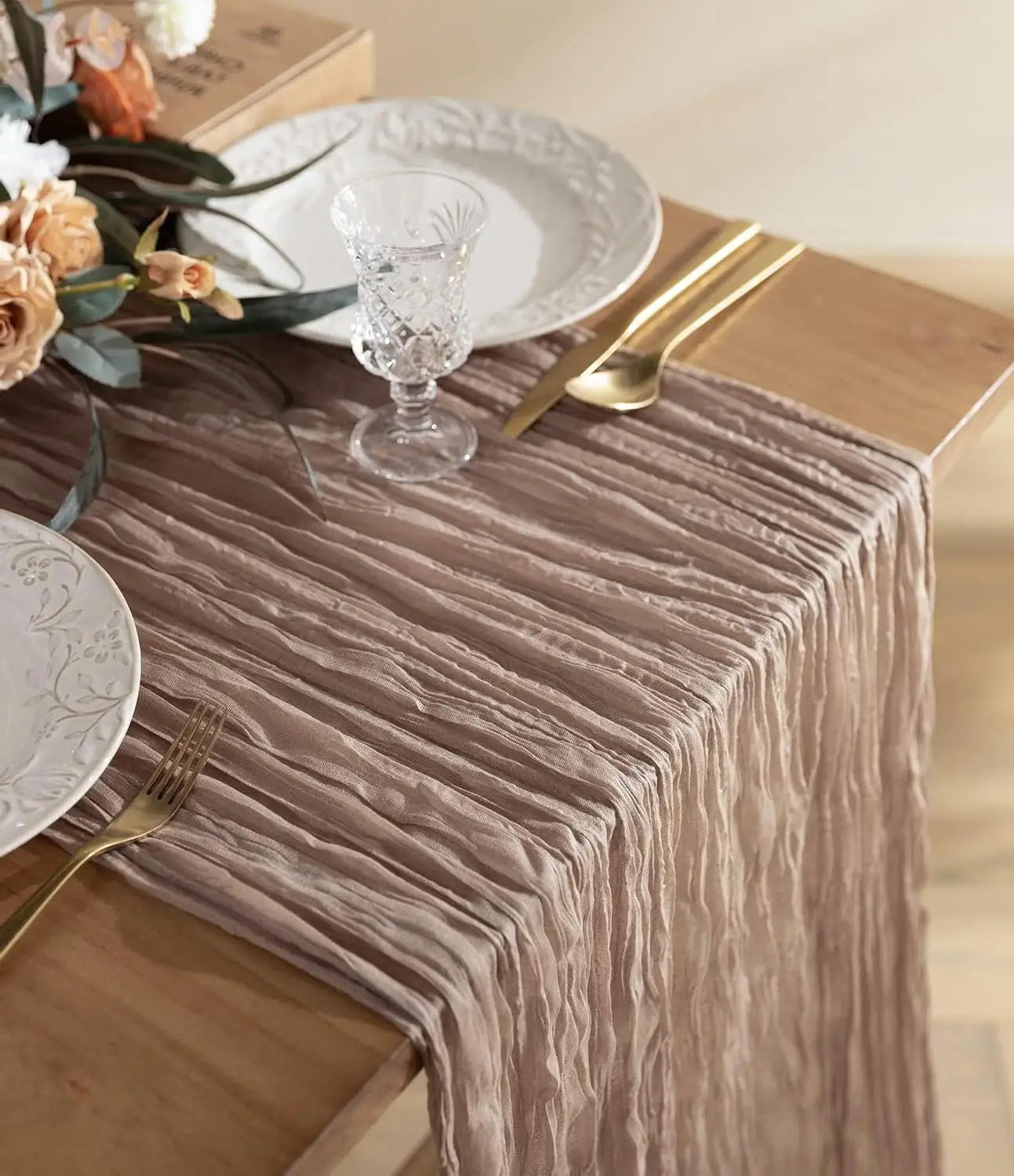Boho Cheesecloth Table Runner for Rustic Weddings - Smarsty