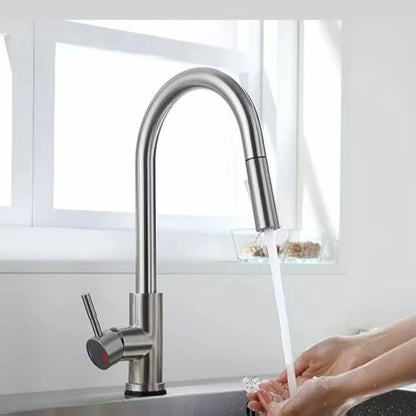 Brushed Nickel Pull Out Kitchen Faucet with Single Handle - Smarsty