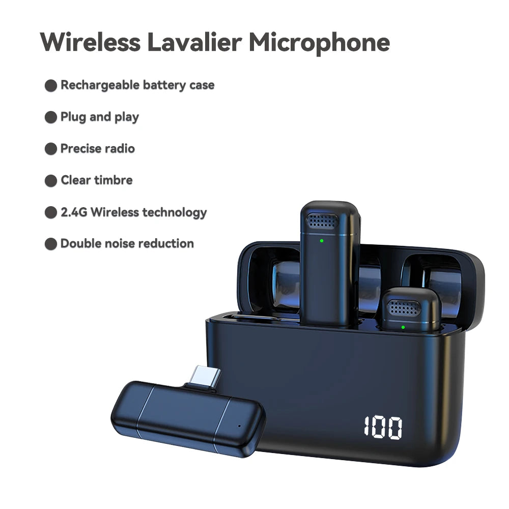 Wireless Lavalier Microphone with Digital Display and Noise Reduction - Smarsty