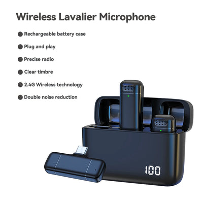 Wireless Lavalier Microphone with Digital Display and Noise Reduction - Smarsty