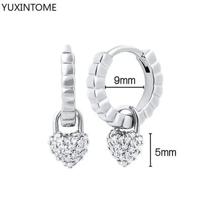 925 Sterling Silver Hoop Earrings White Crystal Luxury - Smarsty