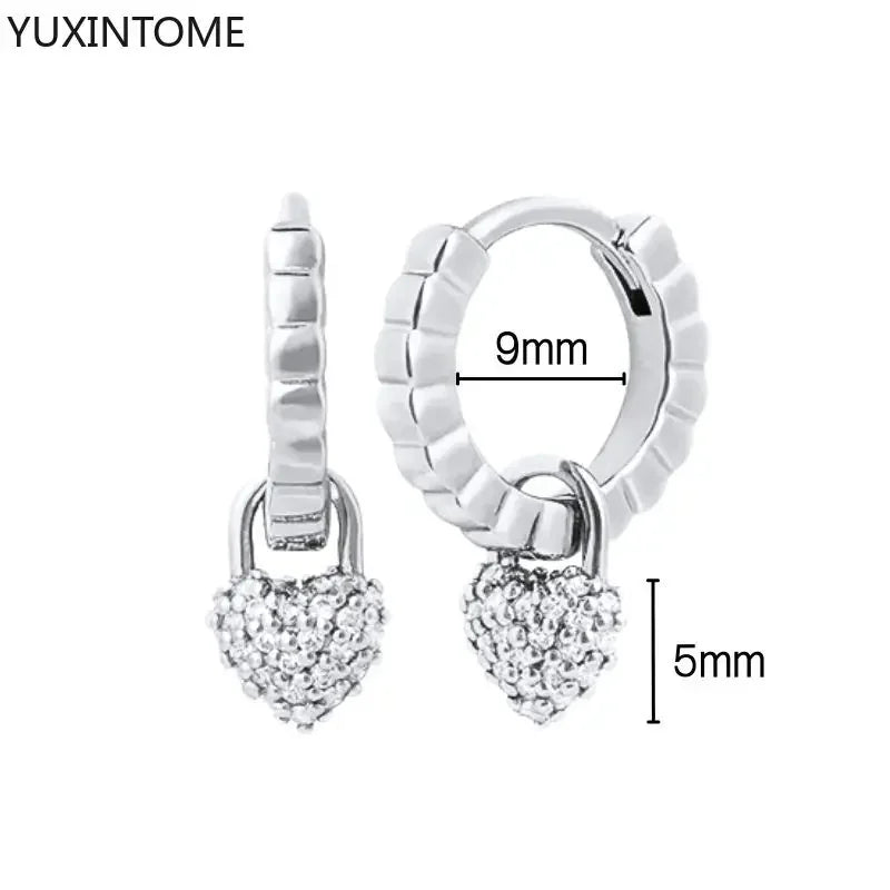925 Sterling Silver Hoop Earrings White Crystal Luxury - Smarsty