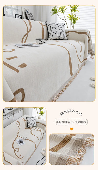 Black Chenille Sofa Cover for Dust Protection - Smarsty