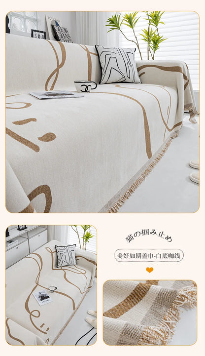 Black Chenille Sofa Cover for Dust Protection - Smarsty