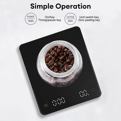 Digital Coffee Scale with Timer and LED Display - Smarsty