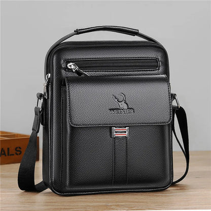 Mens Crossbody Bag Waterproof PU Leather Large Capacity - Smarsty